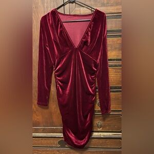 Elegant Velvet Burgundy Dress